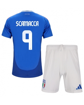 Italia Gianluca Scamacca #9 Maglia Gara Casa Repliche Europei 2024 Bambino
